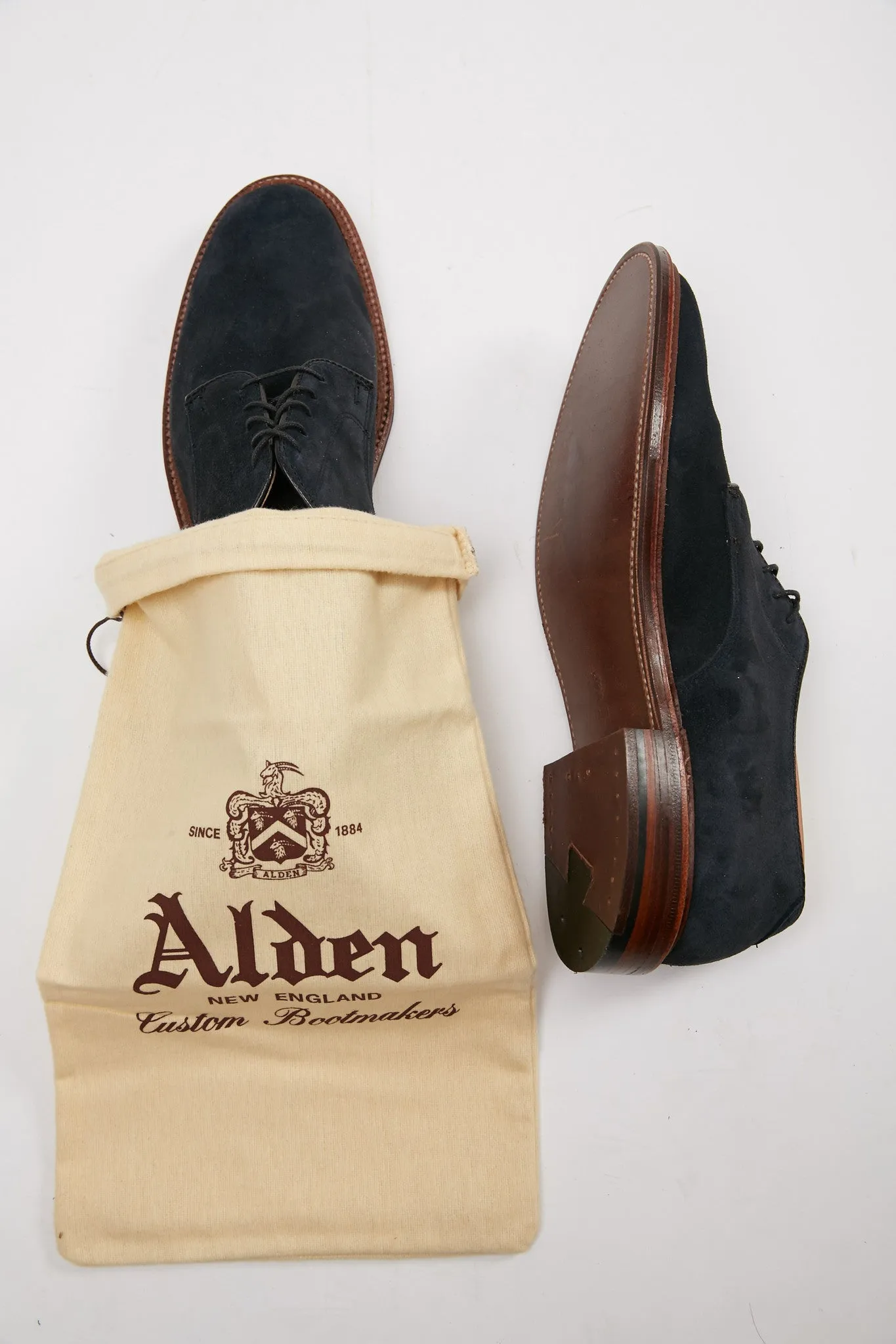 Alden Plain Toe Blucher Navy Suede #29331F