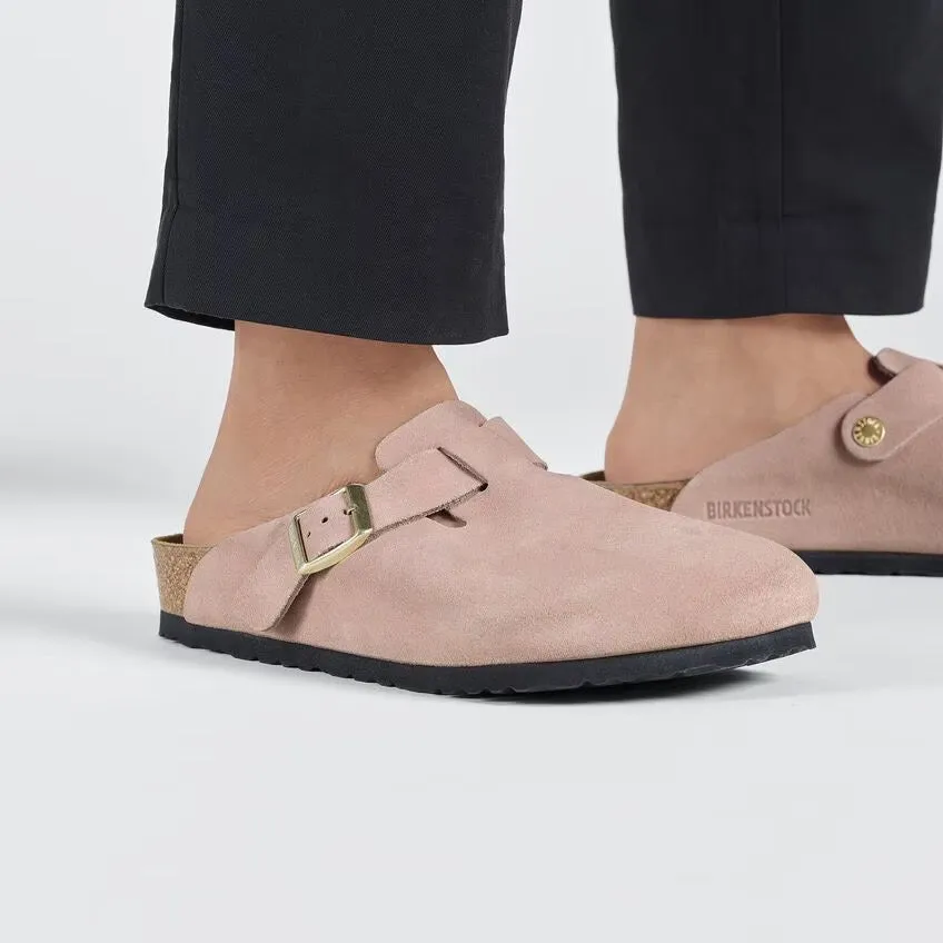 Birkenstock Boston - Suede Leather - Light Rose