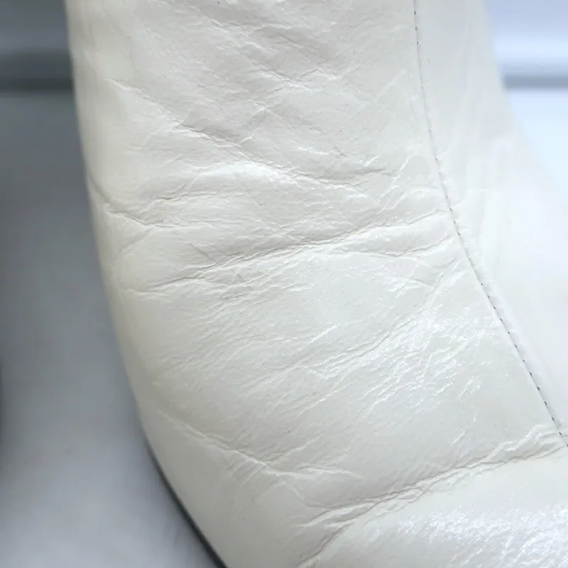 Celine Pointed Toe Mules White Leather Size 38.5