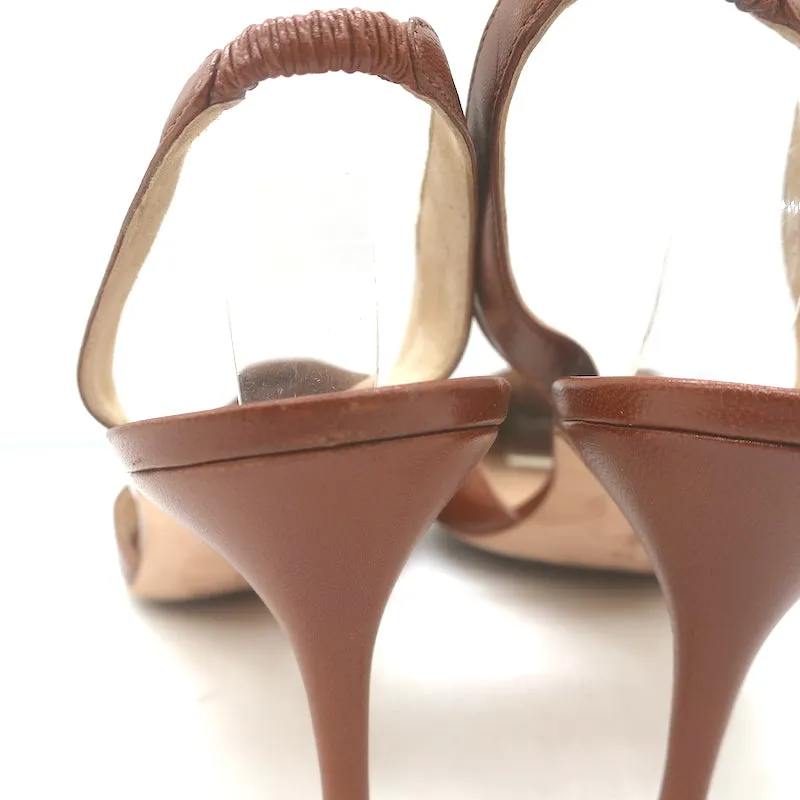 Manolo Blahnik Carolyne 90 Slingback Pumps Brown Leather Size 42