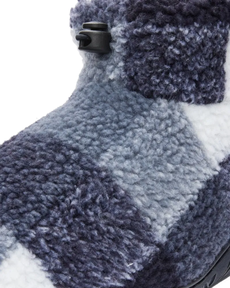 Neeson Sherpa Slipper Boots in Navy Check