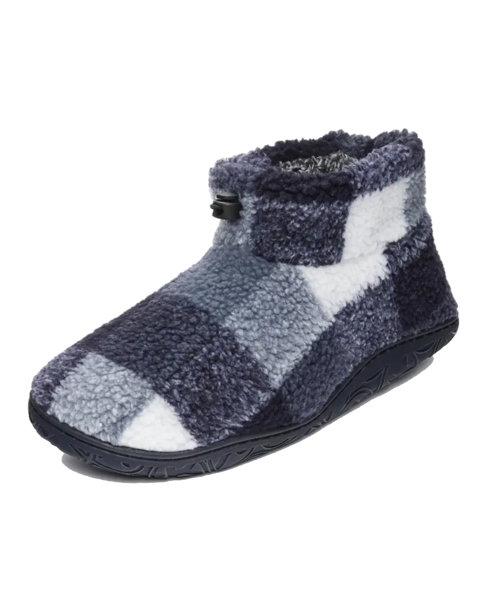 Neeson Sherpa Slipper Boots in Navy Check