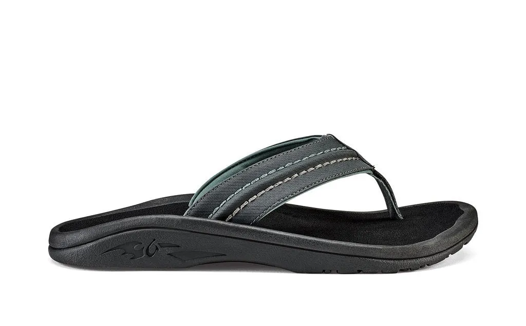 Olukai Hokua Mens Sandals - Dark Shadow Black