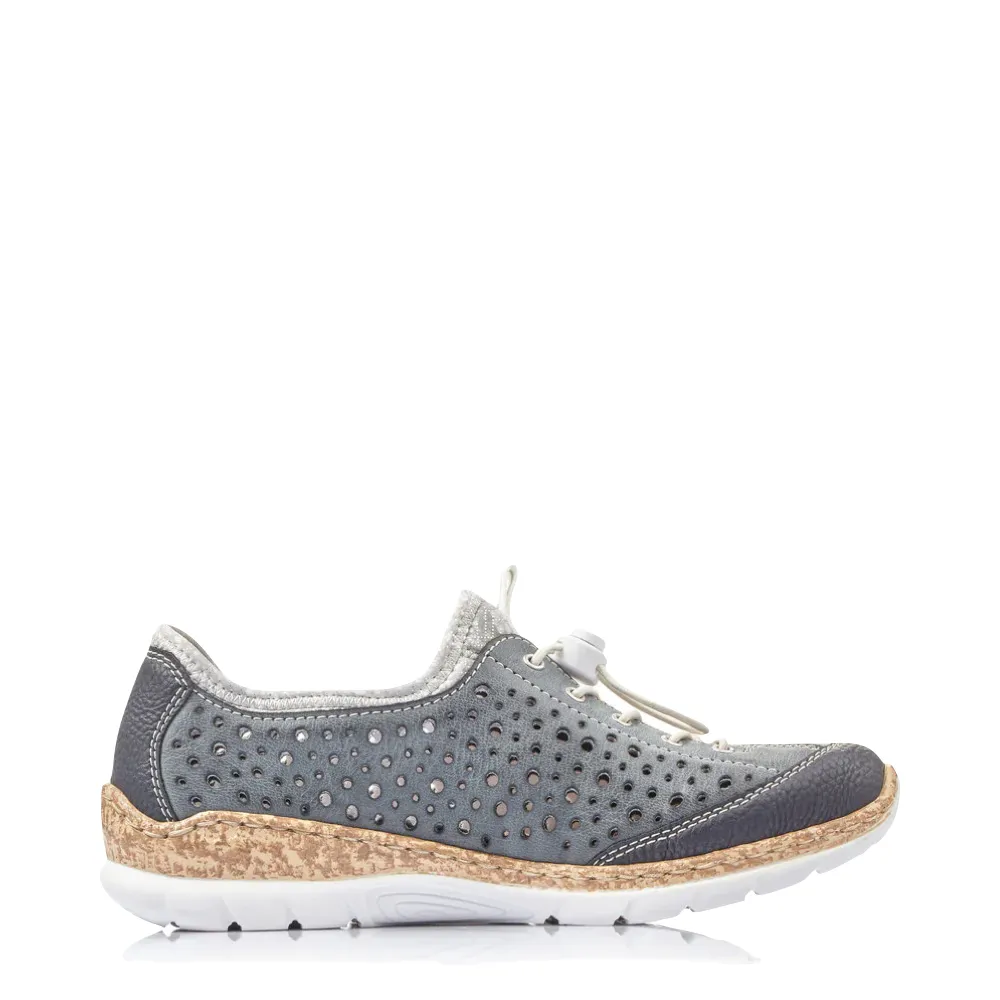 Rieker Women's Nikita P6 Bungee Shoe in Navy