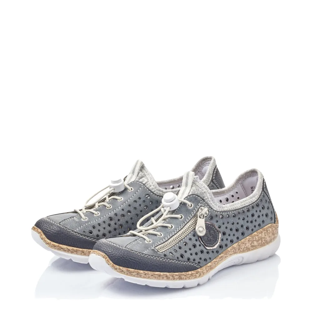 Rieker Women's Nikita P6 Bungee Shoe in Navy