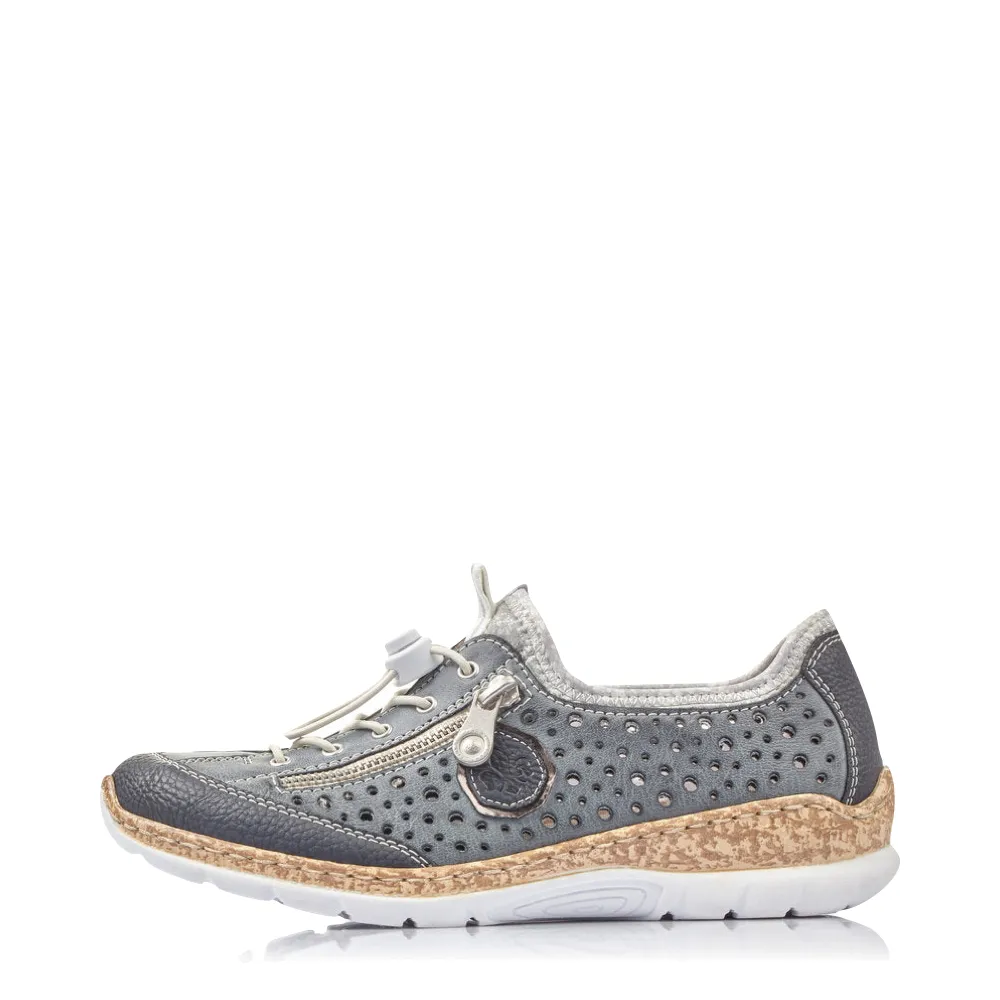 Rieker Women's Nikita P6 Bungee Shoe in Navy