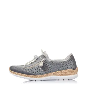 Rieker Women's Nikita P6 Bungee Shoe in Navy