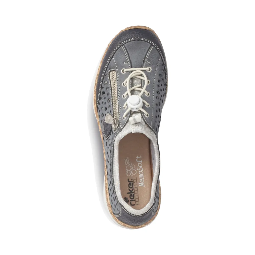 Rieker Women's Nikita P6 Bungee Shoe in Navy