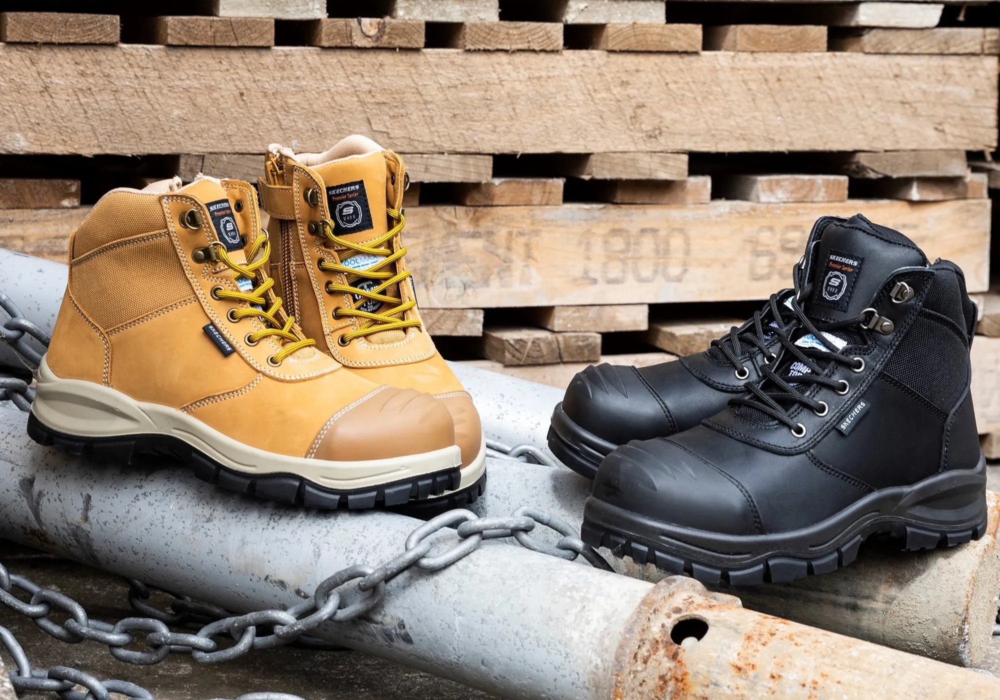 Skechers Mens Leather Work Composite Toe Work Boots Skechers Shoes